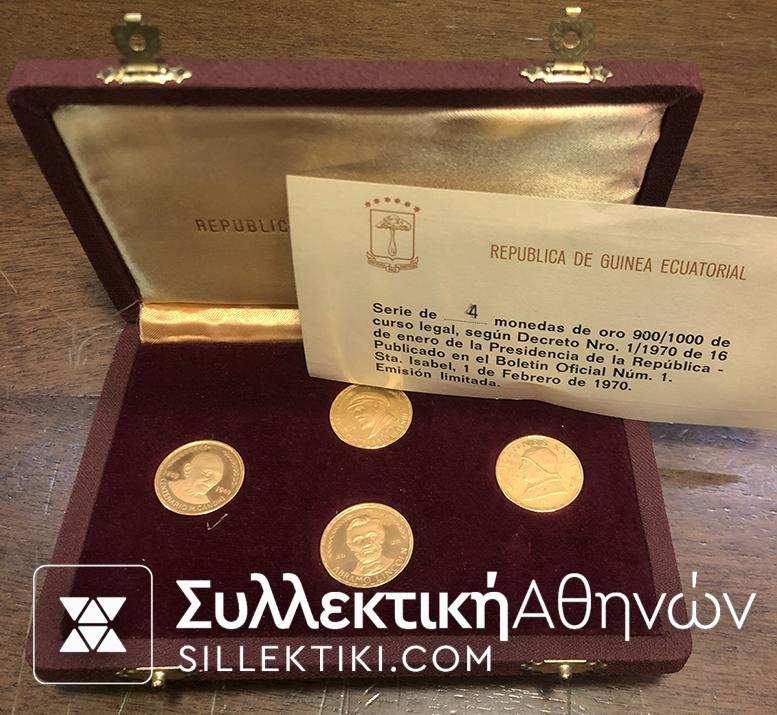 GUINEA EQUATORIAL RARE SET 4 X 500 Pesetas 1970 Proof